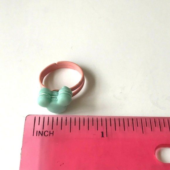 Vintage Disney Mickey Mouse Ears Ring Size 5 6 7 Macaroon Snacks Pink Aqua - Picture 10 of 10